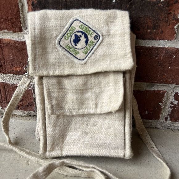 Hemp Bag Beige Crossbody DIME BAGS Himalayan Purse Multipurpose Small Unisex - Picture 1 of 15